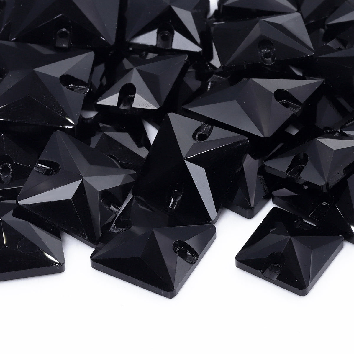 Mixed Sizes Jet Square Shape High Quality Glass Sew-on Rhinestones
