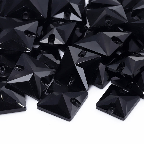 Mixed Sizes Jet Square Shape High Quality Glass Sew-on Rhinestones