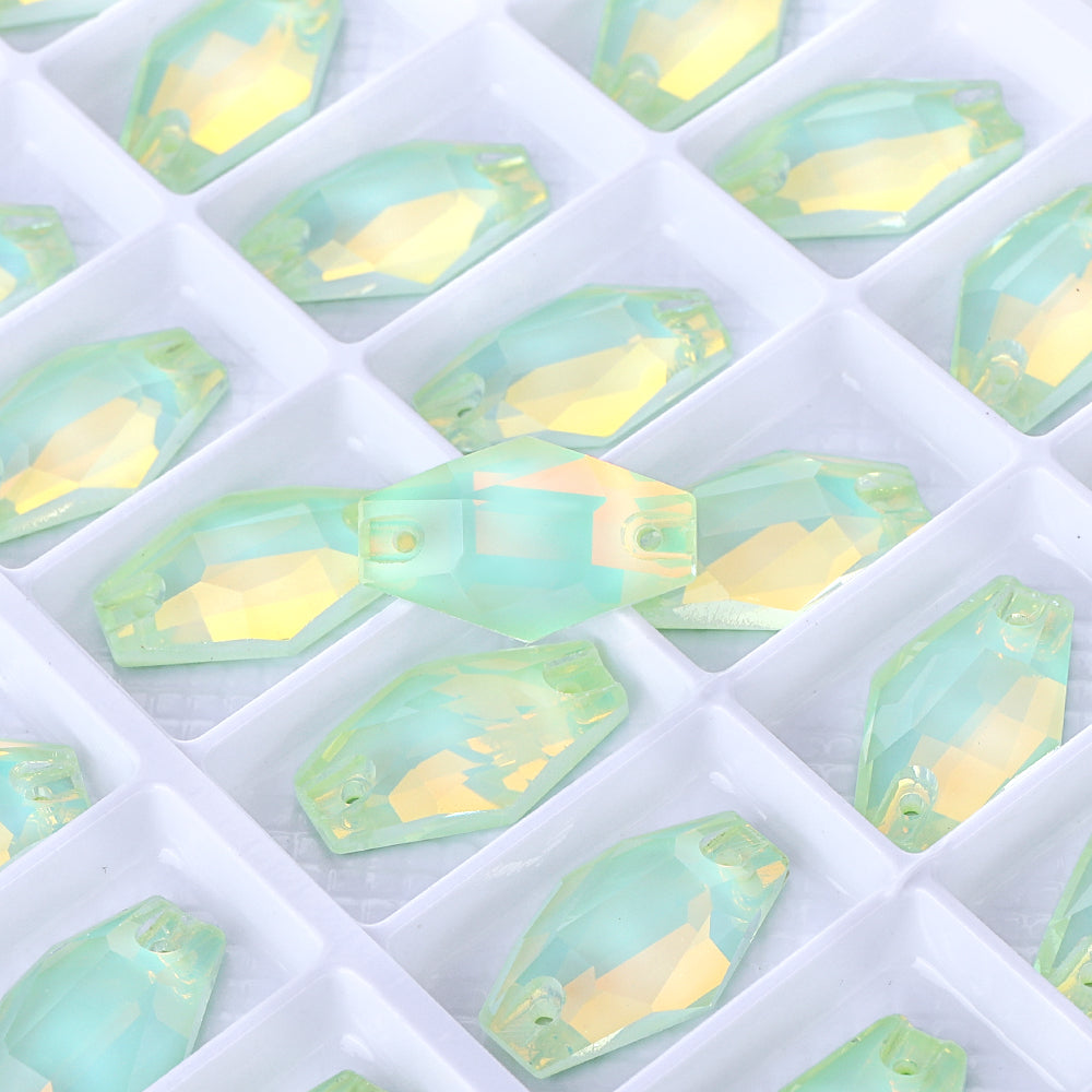 Light Azore AM Hexagon Shape High Quality Glass Sew-on Rhinestones