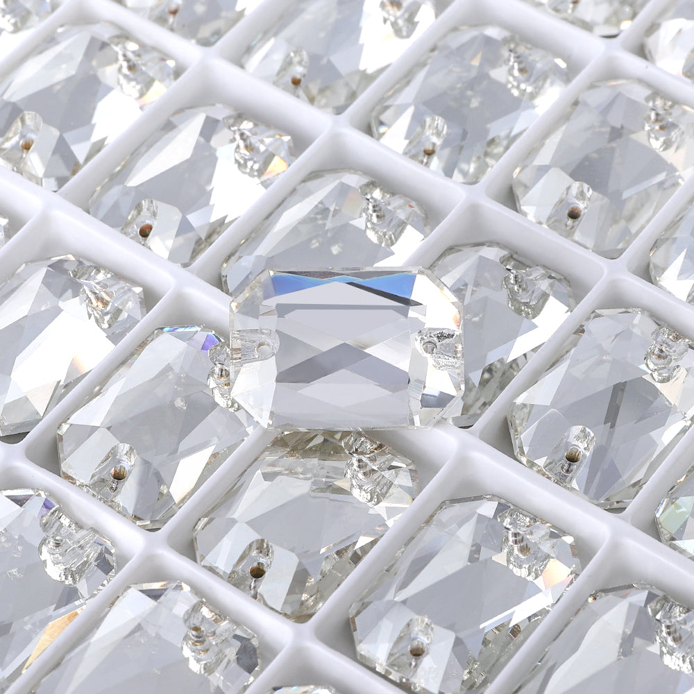 Silver Shade Octagon Shape High Quality Glass Sew-on Rhinestones WholesaleRhinestone