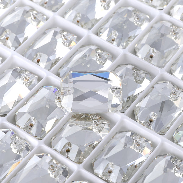 Silver Shade Octagon Shape High Quality Glass Sew-on Rhinestones WholesaleRhinestone
