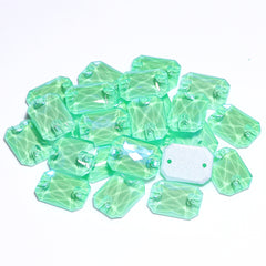 Electric Neon Greenwrap Octagon Shape High Quality Glass Sew-on Rhinestones