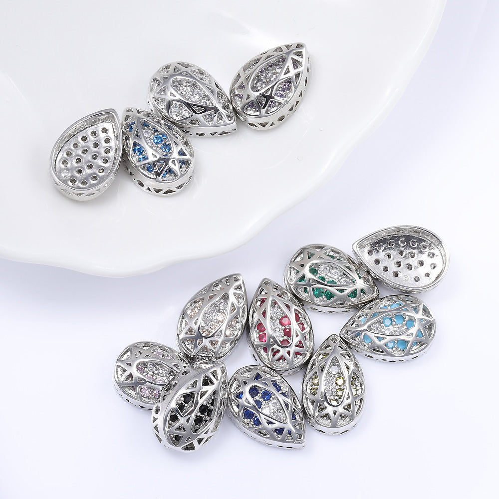 Drop Shape Imitation Rhodium Plated High-Quality Sew-on Alloy Charms Inlaid Cubic Zirconia WholesaleRhinestone