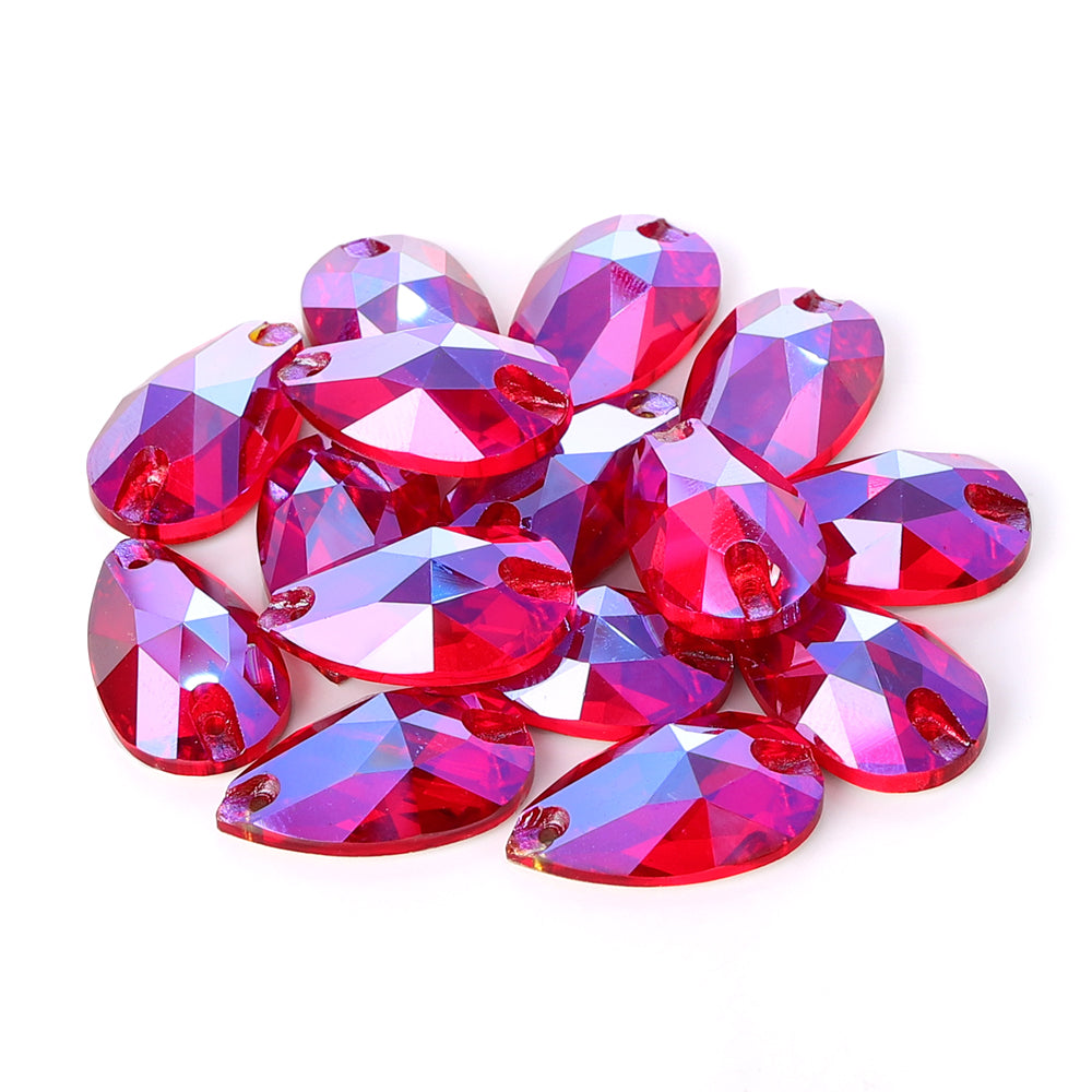 Light Siam Shimmer Drop Shape High Quality Glass Sew-on Rhinestones WholesaleRhinestone