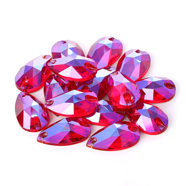 Light Siam Shimmer Drop Shape High Quality Glass Sew-on Rhinestones WholesaleRhinestone