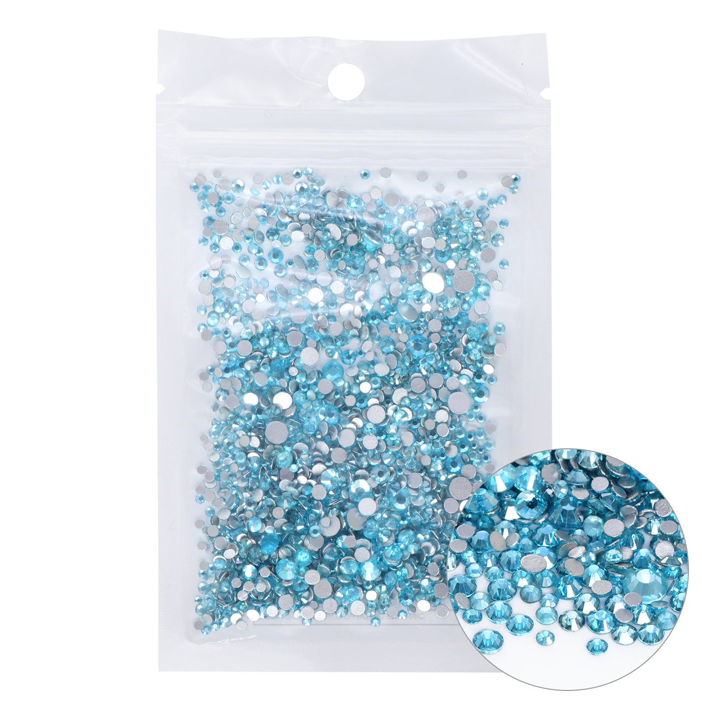Mixed Sizes Star Aquamarine Glass FlatBack Rhinestones For Nail Art Silver Back WholesaleRhinestone