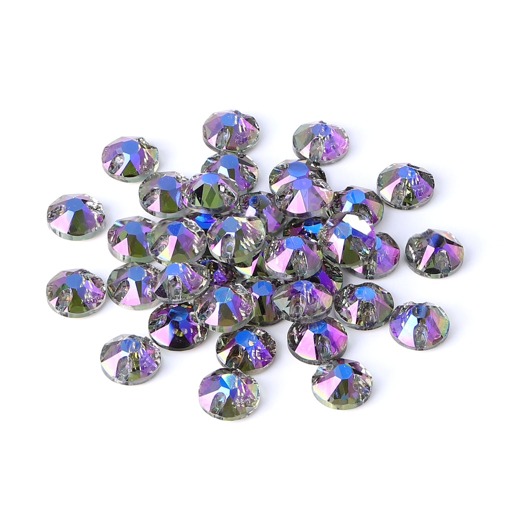 Black Diamond Shimmer XIRIUS Round Shape High Quality Glass Sew-on Rhinestones WholesaleRhinestone