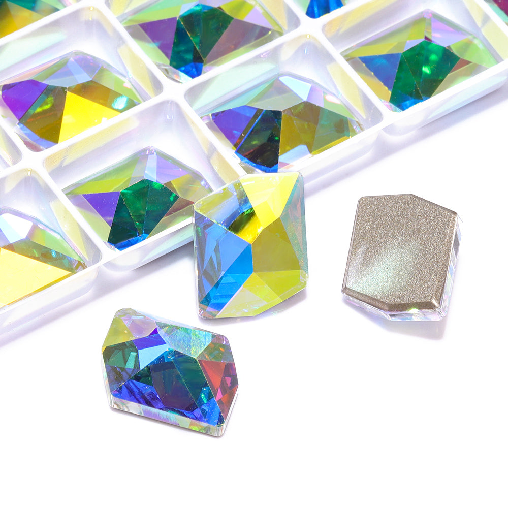 Crystal AB Cosmic Shape High Quality Glass Beveled Flat Back Rhinestones