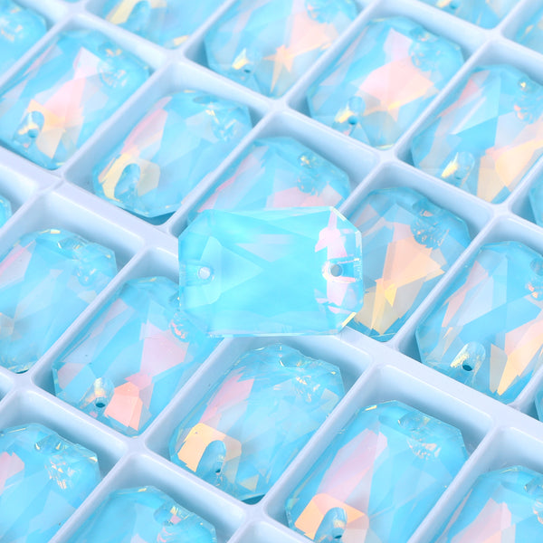 Aquamarine AM Octagon Shape High Quality Glass Sew-on Rhinestones WholesaleRhinestone