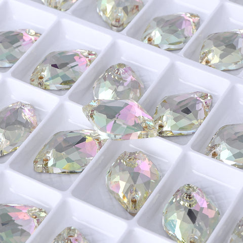Luminous Green Lemon Shape High Quality Glass Sew-on Rhinestones