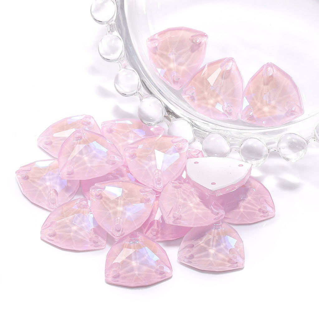 Electric Neon Light Rose Trilliant Shape High Quality Glass Sew-on Rhinestones WholesaleRhinestone
