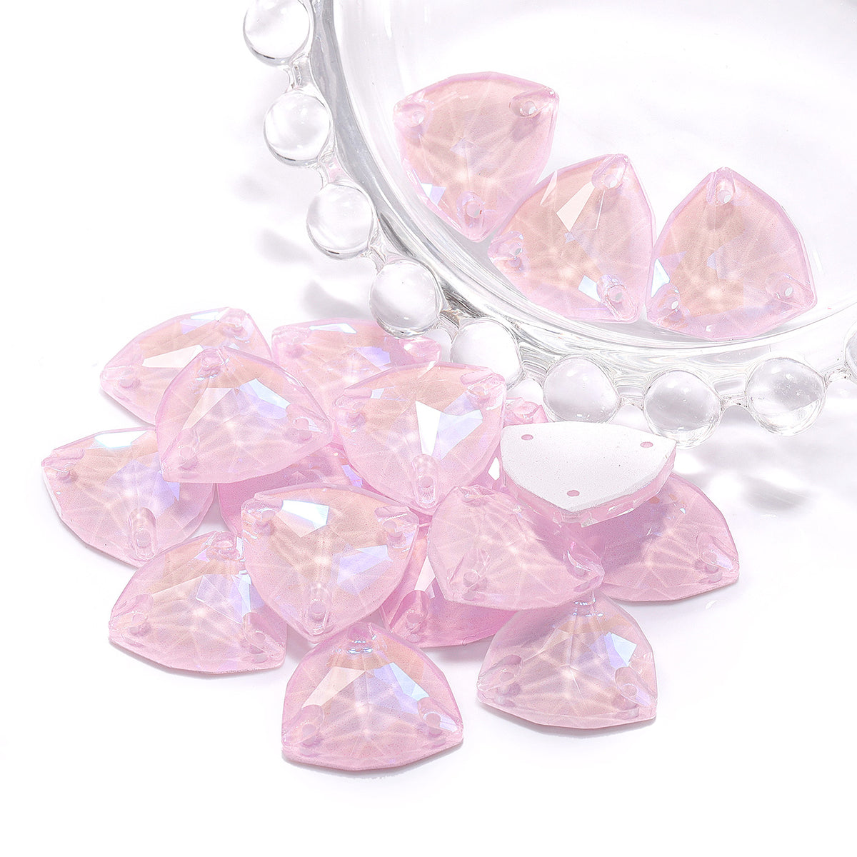 Electric Neon Light Rose Trilliant Shape High Quality Glass Sew-on Rhinestones WholesaleRhinestone
