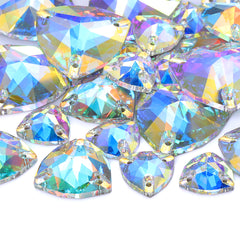 Mixed Sizes Crystal AB Trilliant Shape High Quality Glass Sew-on Rhinestones