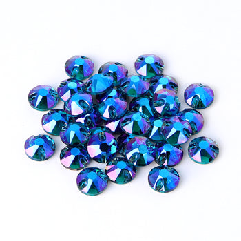 Indicolite Shimmer XIRIUS Round Shape High Quality Glass Sew-on Rhinestones WholesaleRhinestone
