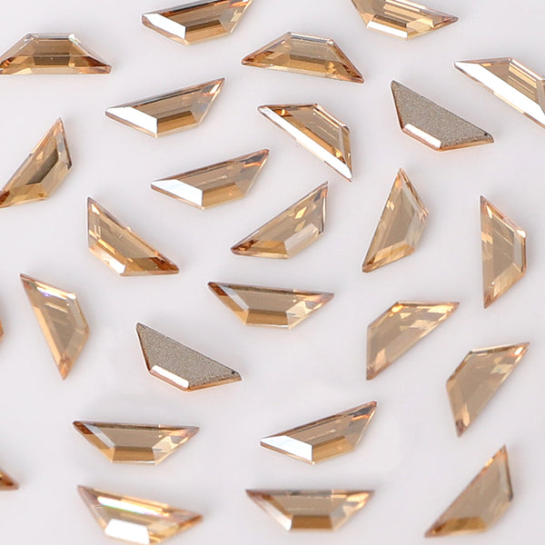 Trapeze Shape Multi Colors Small Size Glass Beveled Flat Back Fancy Rhinestones For Nail Art WholesaleRhinestone