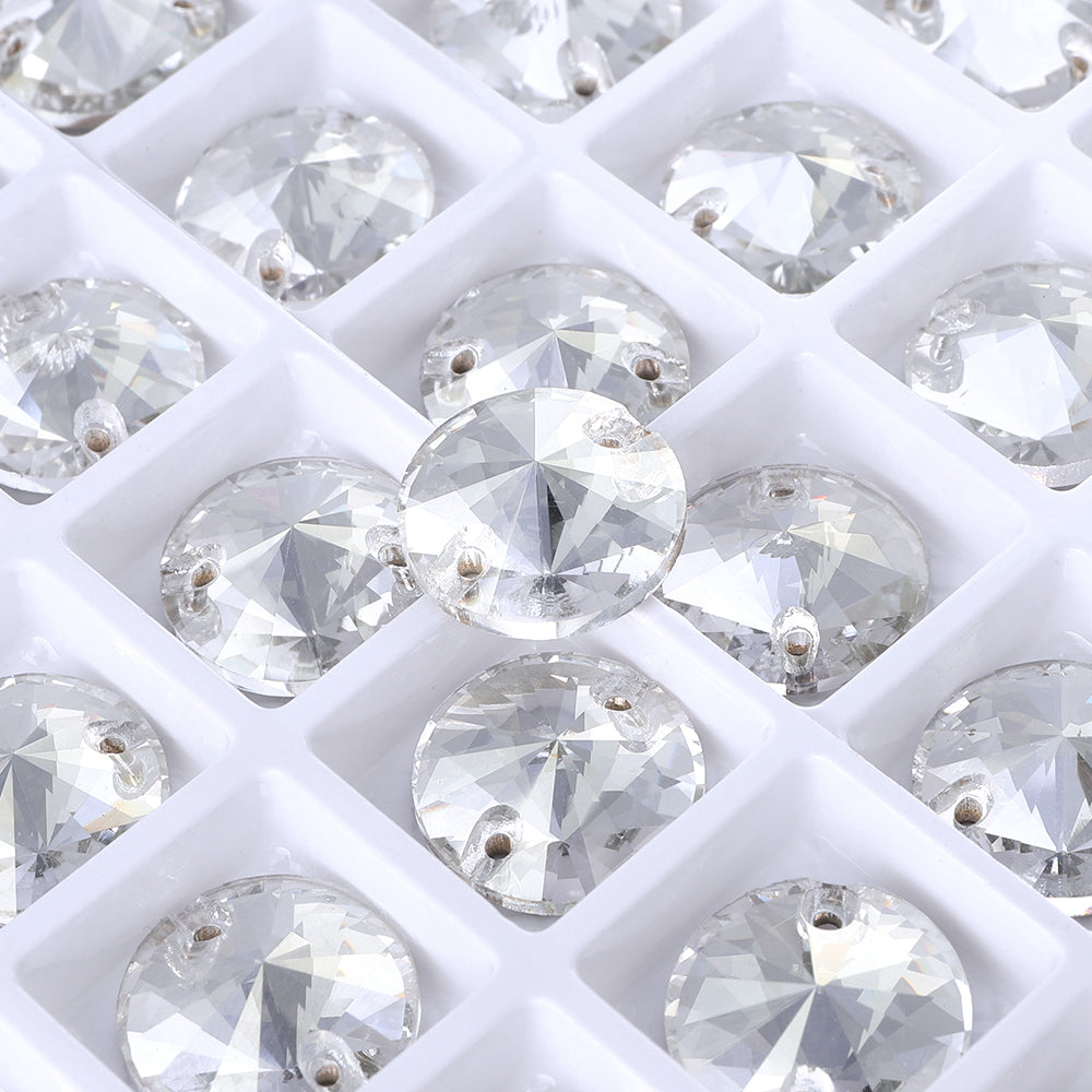 Silver Shade Rivoli  Shape High Quality Glass Sew-on Rhinestones WholesaleRhinestone