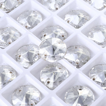 Silver Shade Rivoli  Shape High Quality Glass Sew-on Rhinestones WholesaleRhinestone