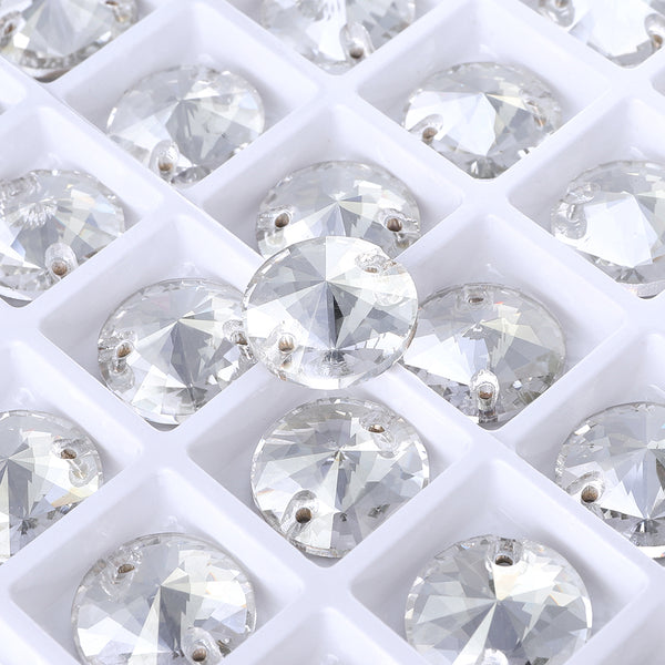 Silver Shade Rivoli  Shape High Quality Glass Sew-on Rhinestones WholesaleRhinestone