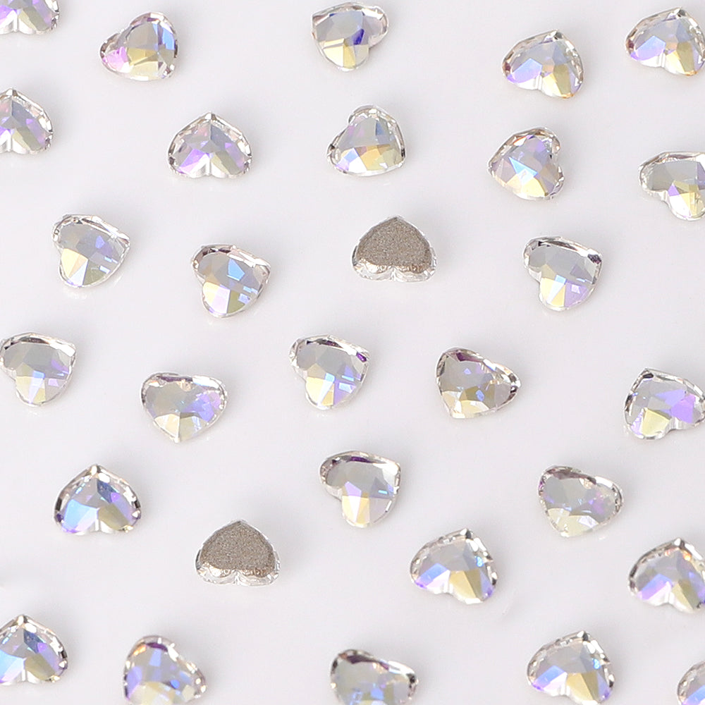 Heart Shape Multi Colors Small Size Glass Beveled Flat Back Fancy Rhinestones For Nail Art WholesaleRhinestone