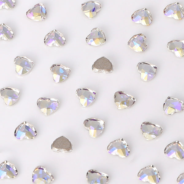 Heart Shape Multi Colors Small Size Glass Beveled Flat Back Fancy Rhinestones For Nail Art WholesaleRhinestone