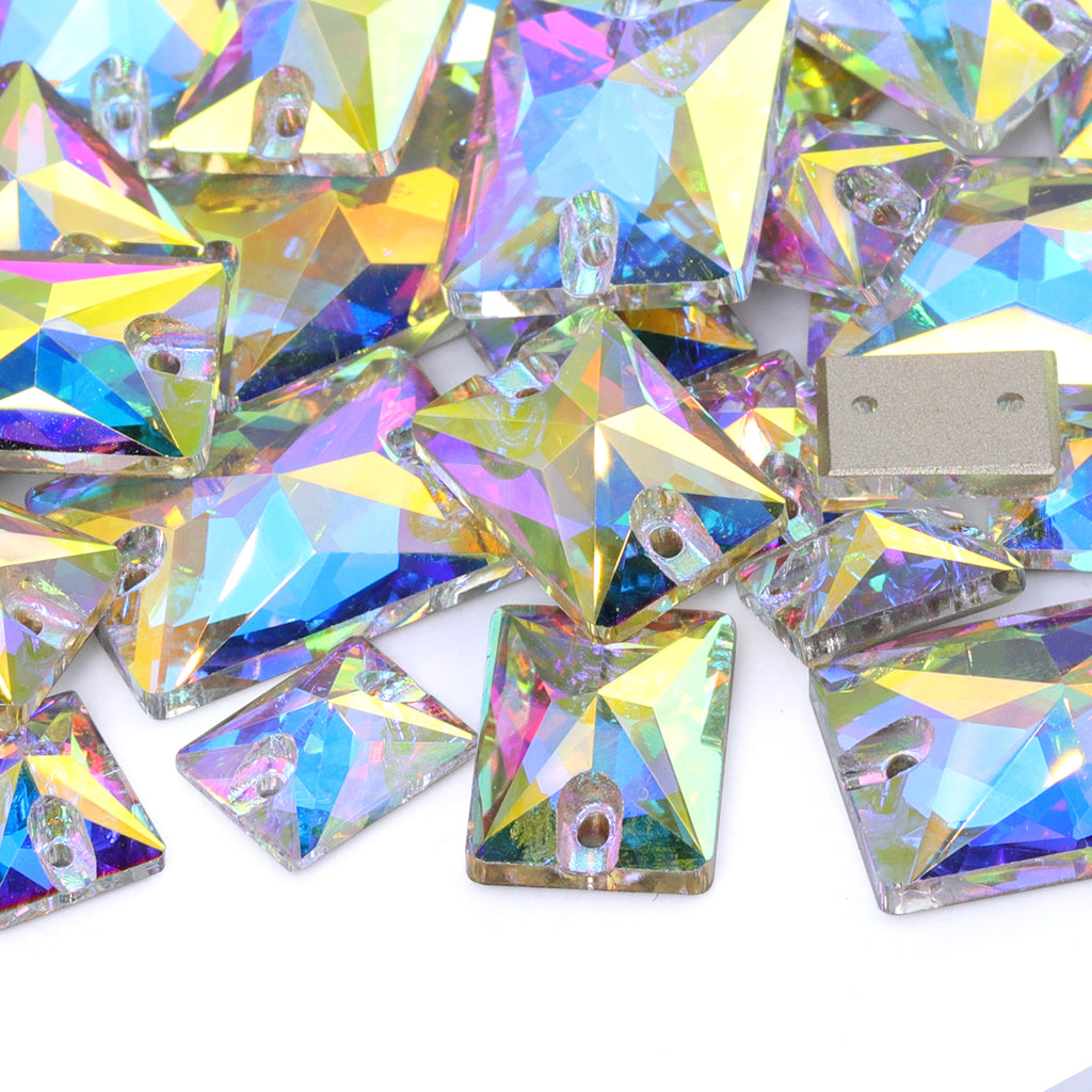 Mixed Sizes Crystal AB Rectangle Shape High Quality Glass Sew-on Rhinestones WholesaleRhinestone