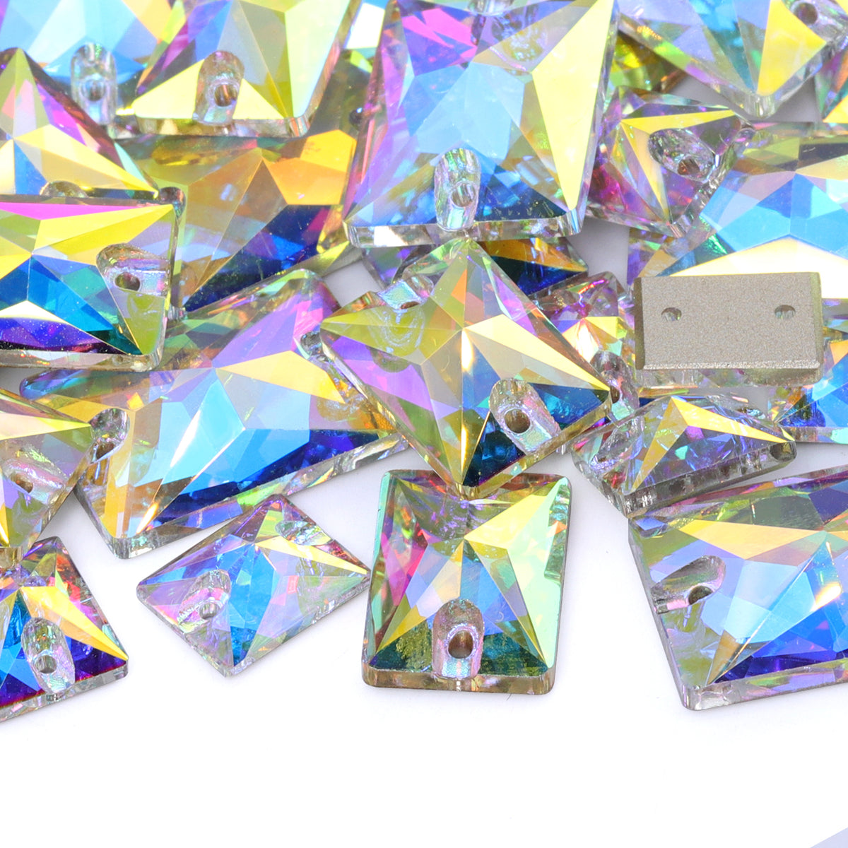 Mixed Sizes Crystal AB Rectangle Shape High Quality Glass Sew-on Rhinestones WholesaleRhinestone