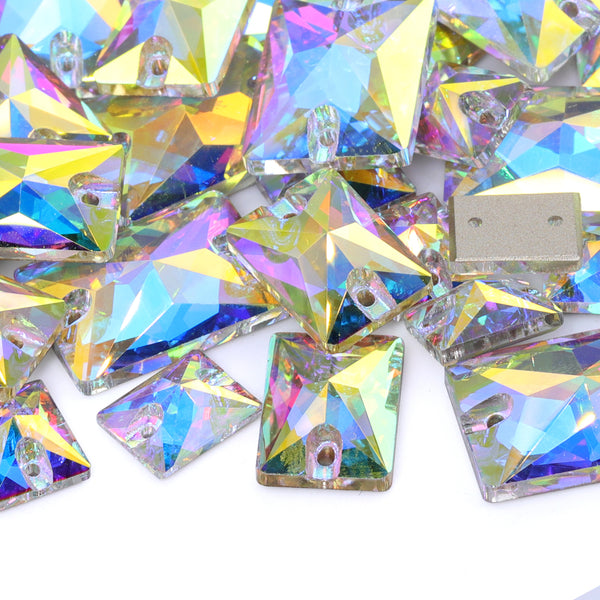 Mixed Sizes Crystal AB Rectangle Shape High Quality Glass Sew-on Rhinestones WholesaleRhinestone