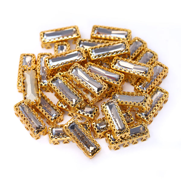 Satin Princess Baguette Shape High-Quality Glass Sew-on Nest Hollow Claw Rhinestones WholesaleRhinestone