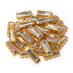 Satin Princess Baguette Shape High-Quality Glass Sew-on Nest Hollow Claw Rhinestones