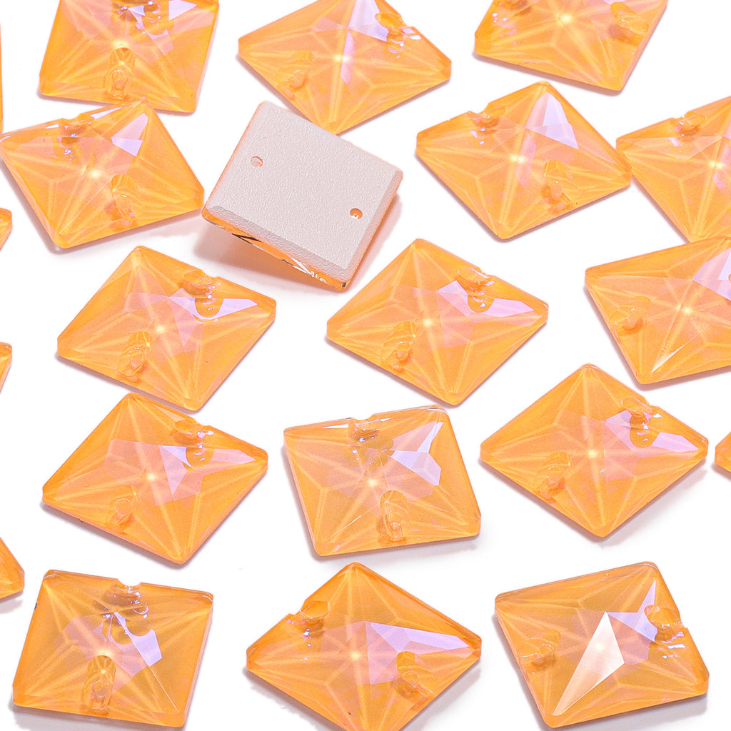 Electric Neon Sunflower Square Shape High Quality Glass Sew-on Rhinestones WholesaleRhinestone