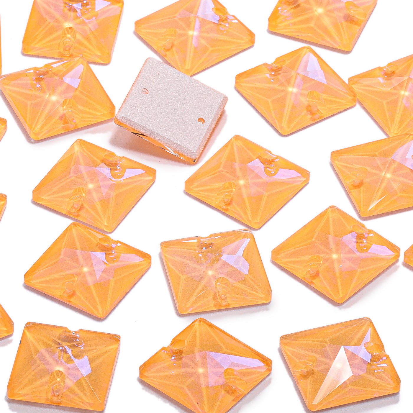 Electric Neon Sunflower Square Shape High Quality Glass Sew-on Rhinestones WholesaleRhinestone