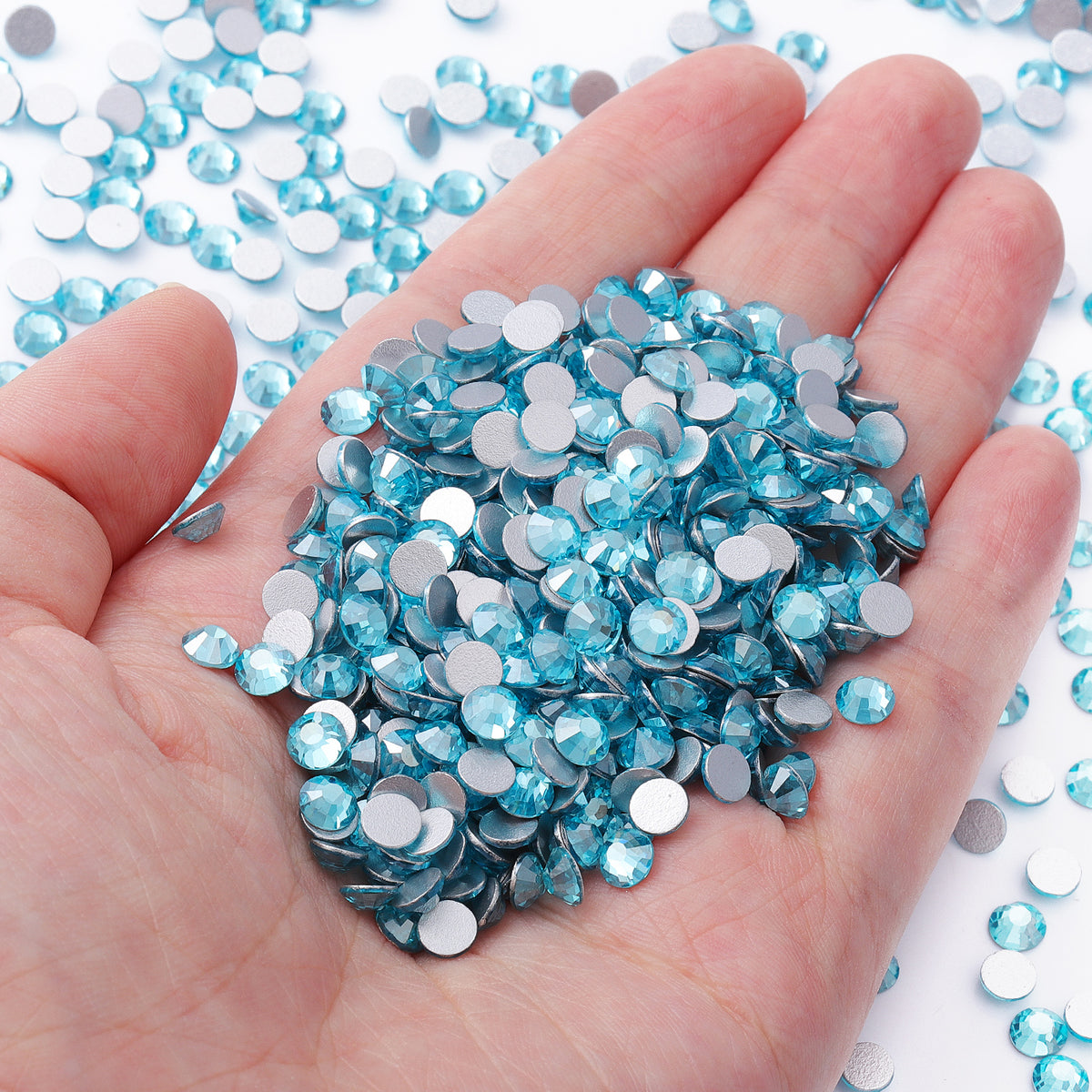 Star Aquamarine Glass FlatBack Rhinestones Silver Back WholesaleRhinestone