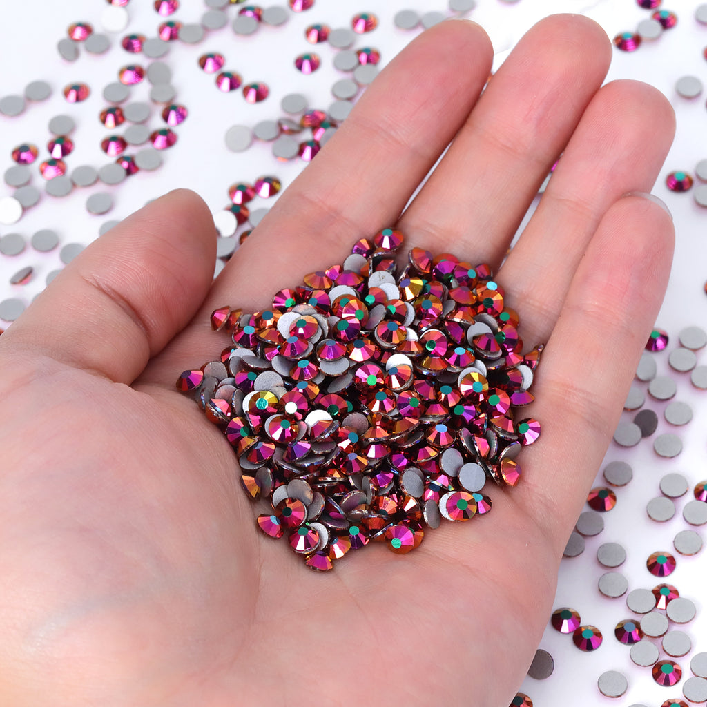 Rainbow Rose Gold Glass FlatBack Rhinestones Silver Back WholesaleRhinestone
