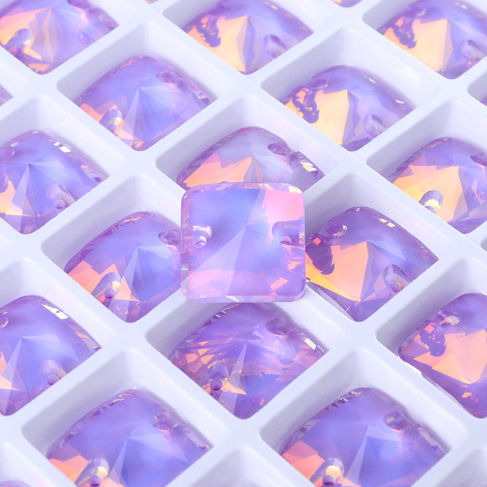 Lavender AM Rivoli Square Shape High Quality Glass Sew-on Rhinestones WholesaleRhinestone