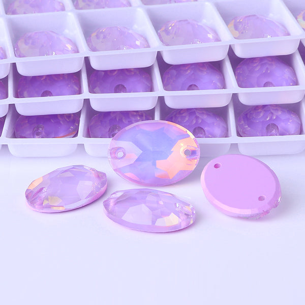 Lavender AM Oval Shape High Quality Glass Sew-on Rhinestones WholesaleRhinestone