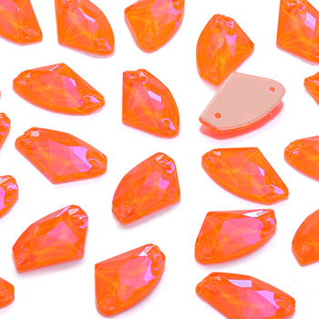 Electric Neon Orange Yellow Galactic Shape High Quality Glass Sew-on Rhinestones WholesaleRhinestone