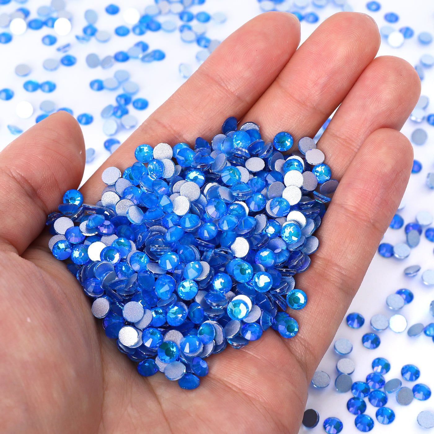 Flashing Dark Blue Glass FlatBack Rhinestones Silver Back WholesaleRhinestone