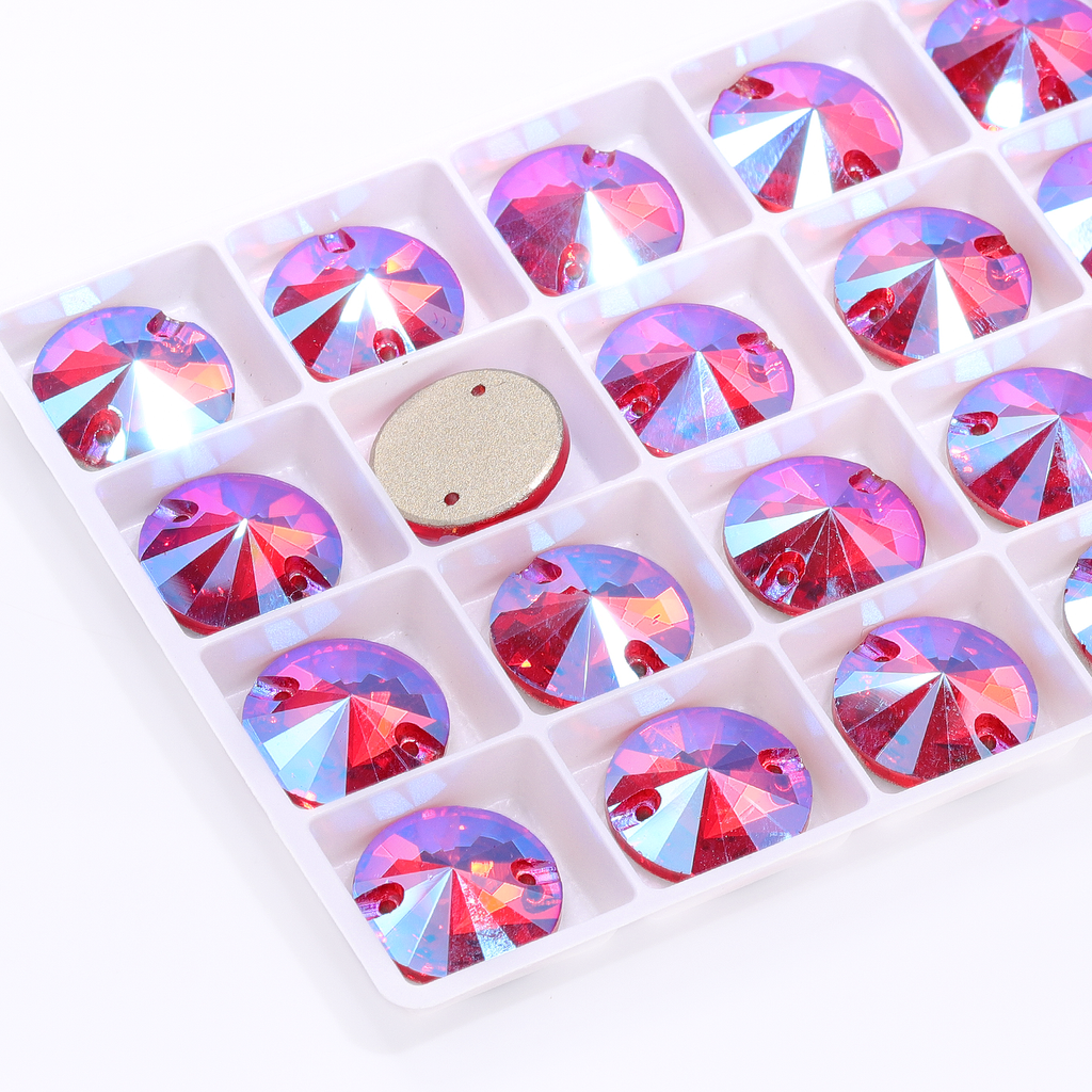 Light Siam Shimmer Rivoli Shape High Quality Glass Sew-on Rhinestones WholesaleRhinestone