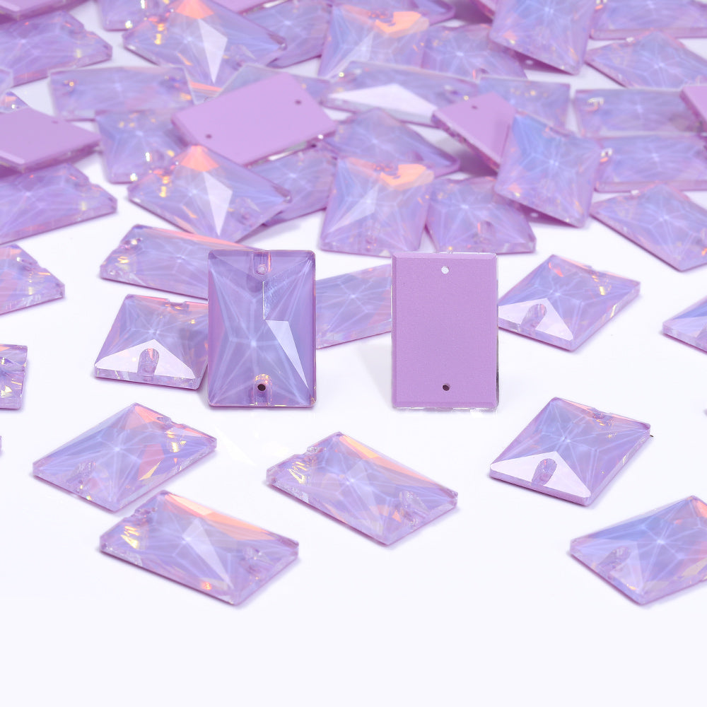 Lavender AM Rectangle Shape High Quality Glass Sew-on Rhinestones WholesaleRhinestone