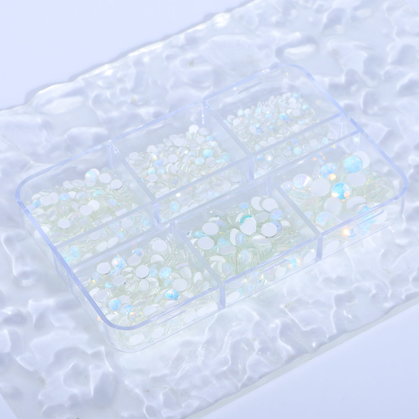 Mixed Sizes 6 Grid Box Mocha Opal Crystal Glass FlatBack Rhinestones For Nail Art WholesaleRhinestone