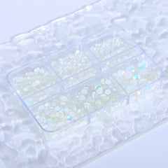 Mixed Sizes 6 Grid Box Mocha Opal Crystal Glass FlatBack Rhinestones For Nail Art WholesaleRhinestone