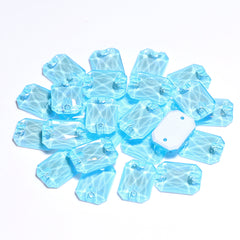 Electric Neon Aquamarine Octagon Shape High Quality Glass Sew-on Rhinestones