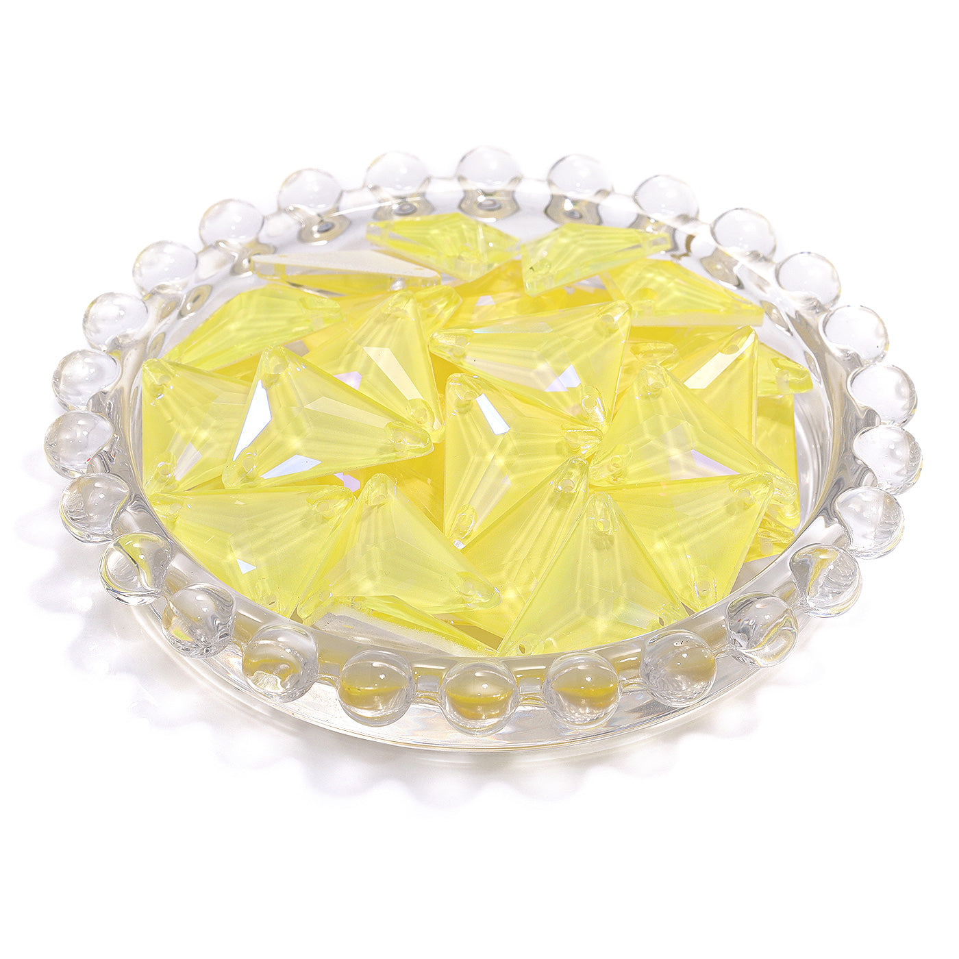 Electric Neon Light Topaz Slim Triangle Shape High Quality Glass Sew-on Rhinestones