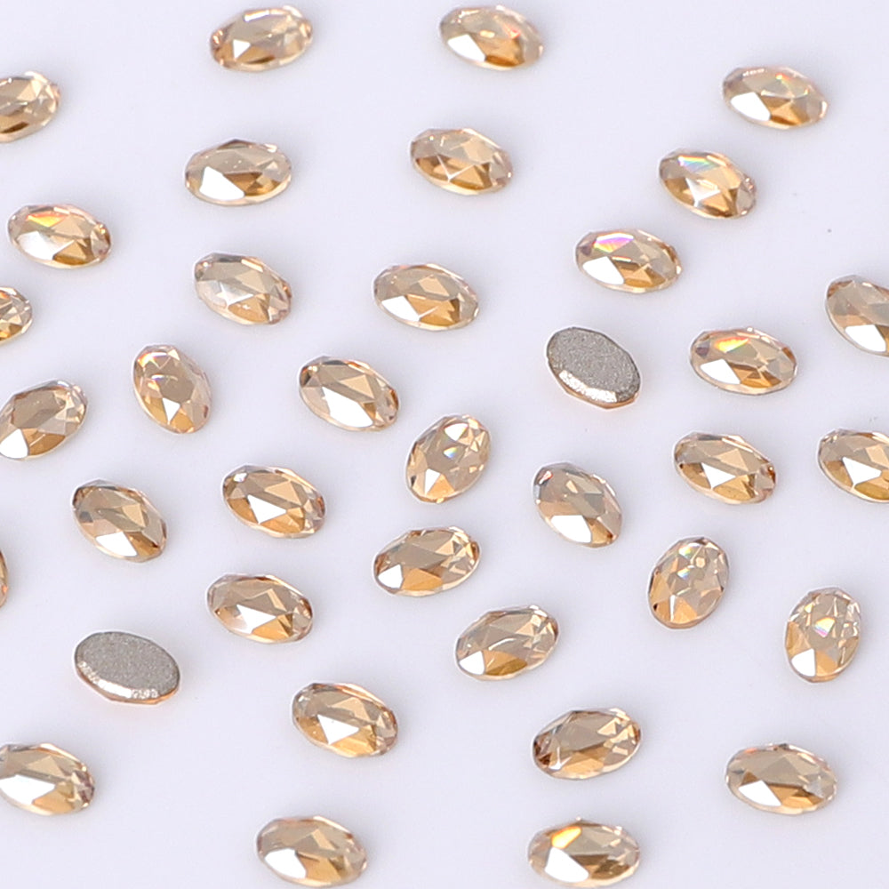 Oval Shape Multi Colors Small Size Glass Beveled Flat Back Fancy Rhinestones For Nail Art WholesaleRhinestone