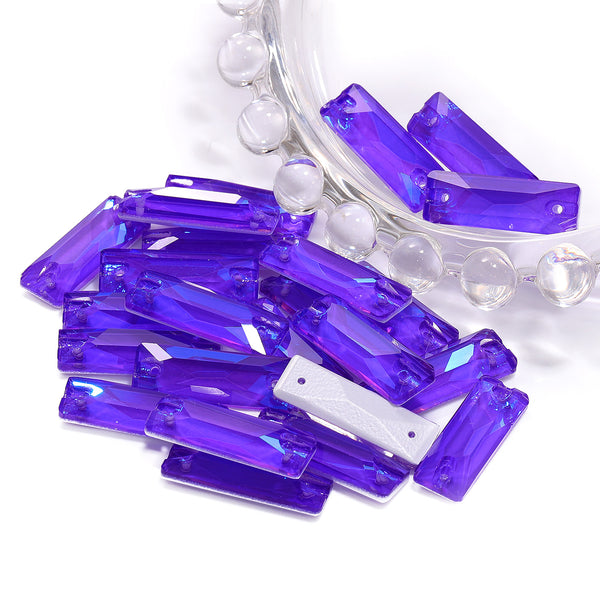 Electric Neon Violet Cosmic Baguette Shape High Quality Glass Sew-on Rhinestones WholesaleRhinestone