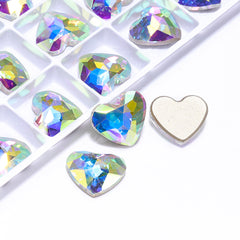 Crystal AB Heart Shape High Quality Glass Beveled Flat Back Rhinestones