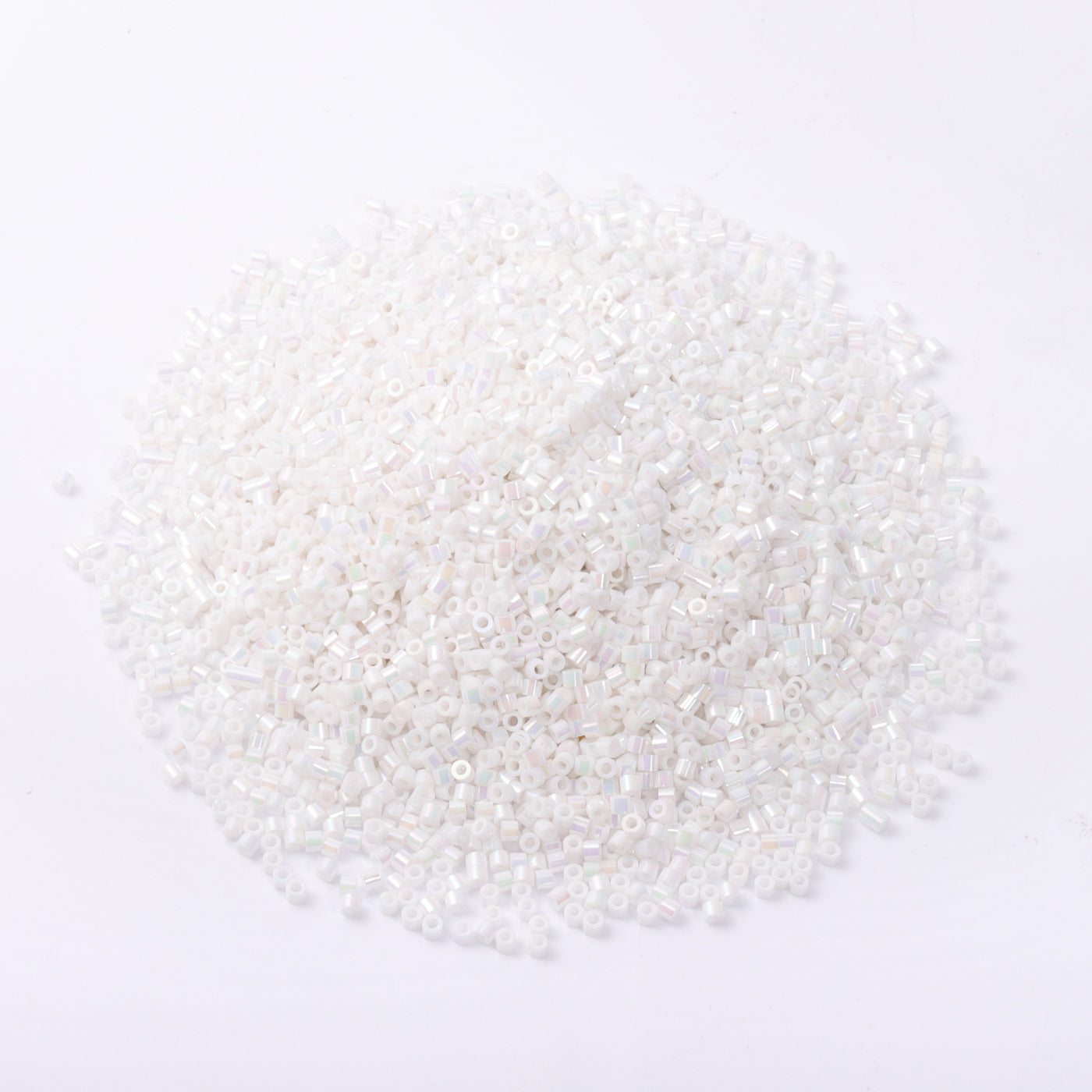 Opaque White Rainbow Color Hight Quality Glass Cylinder Seed Beads 1.6 MM Size BS1006