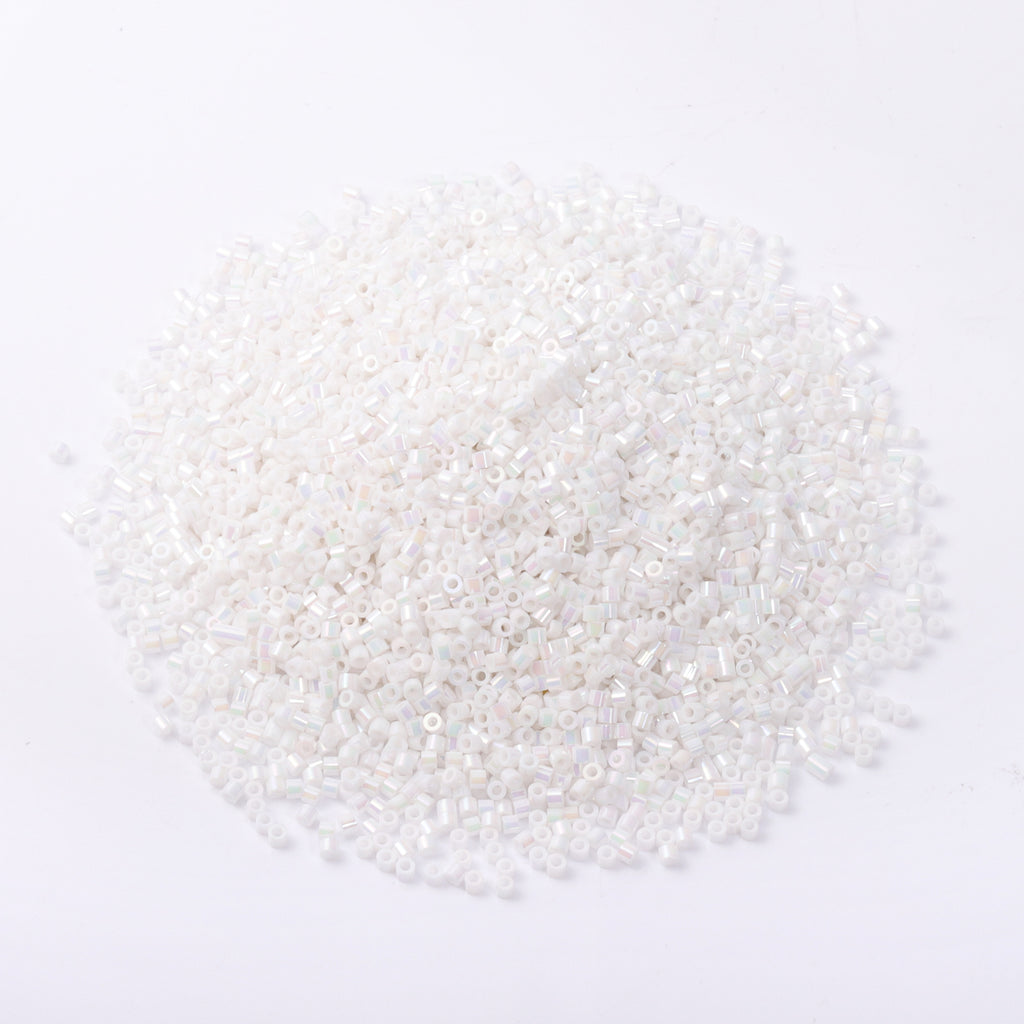 Opaque White Rainbow Color Hight Quality Glass Cylinder Seed Beads 1.6 MM Size BS1006 WholesaleRhinestone