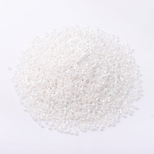 Opaque White Rainbow Color Hight Quality Glass Cylinder Seed Beads 1.6 MM Size BS1006 WholesaleRhinestone