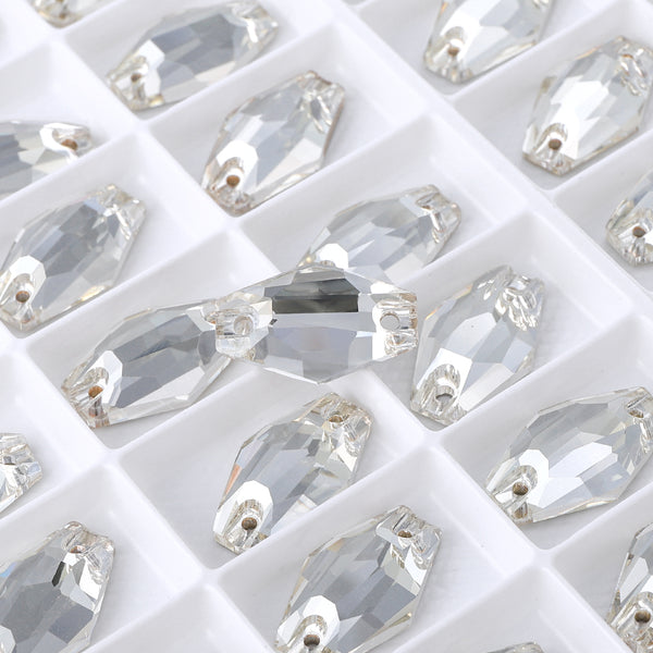 Silver Shade Hexagon Shape High Quality Glass Sew-on Rhinestones WholesaleRhinestone